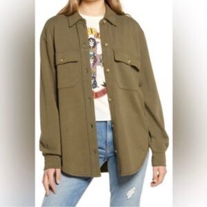 Treasure & Bond Olive Green Shirt Jacket Size Small